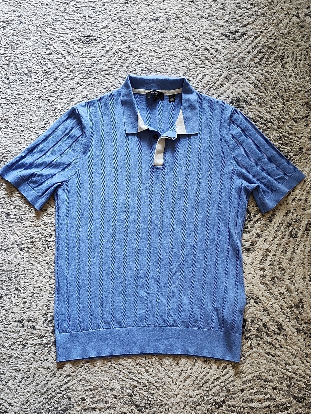 Ted Baker London Warroch Cotton, Silk & Linen Rib Polo Size 4